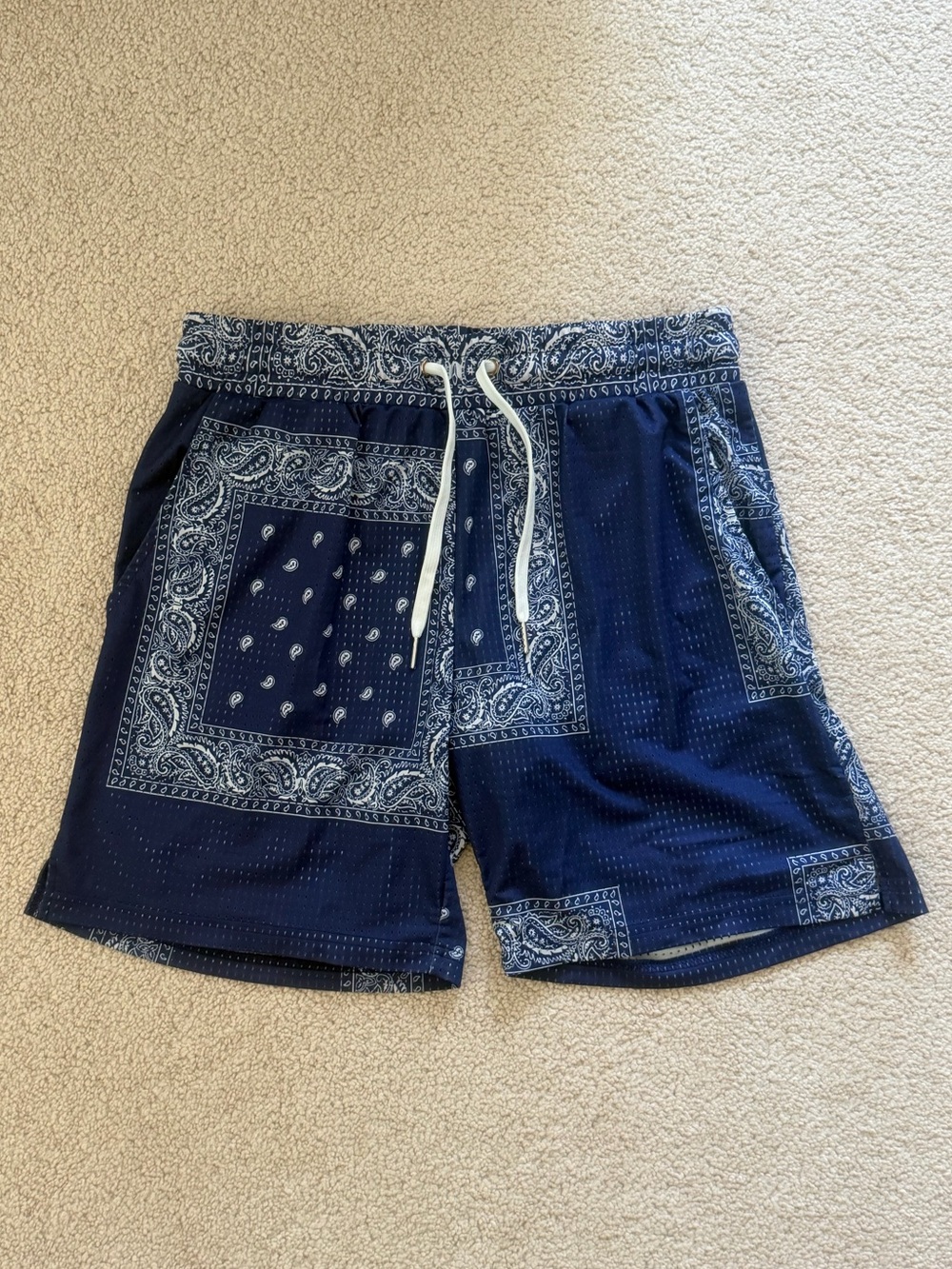Jacks Surfboards Men's Navy Bandana-Print Athletic Shorts with Drawstring